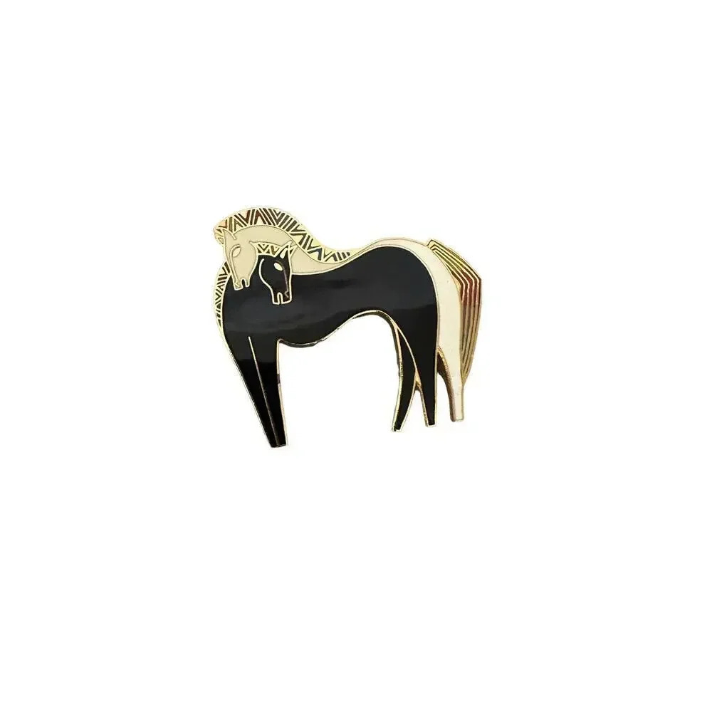 Vintage Laurel Burch Embracing Horses Gold Tone Brooch